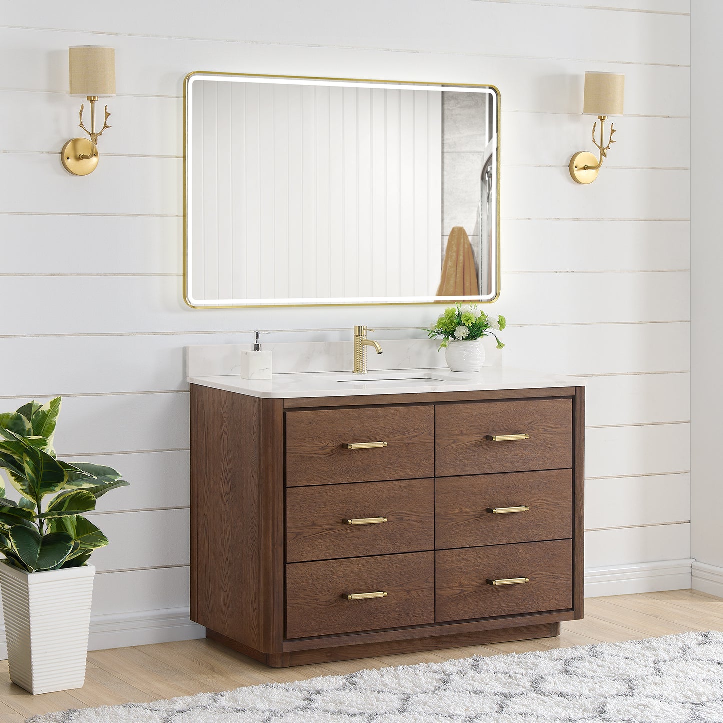 Porto 48" Free-standing Single Bath Vanity in Aged Dark Brown Oak