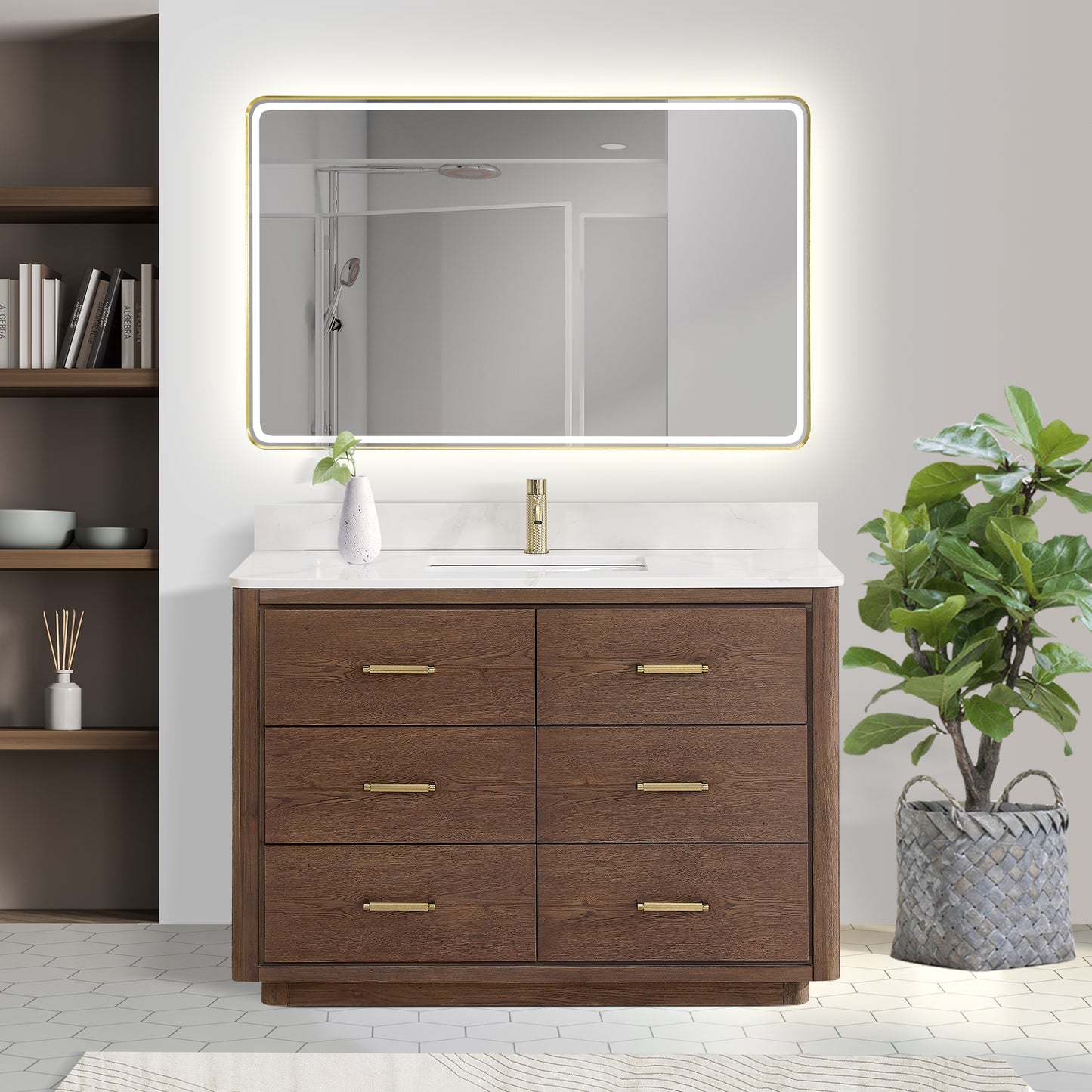Porto 48" Free-standing Single Bath Vanity in Aged Dark Brown Oak