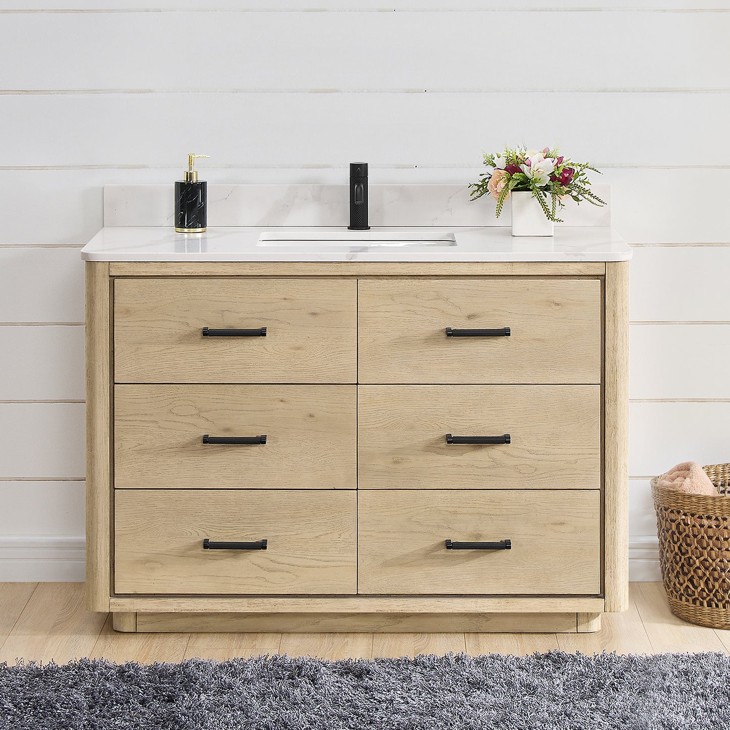 Porto 48" Free-standing Single Bath Vanity in Aged Natural Oak