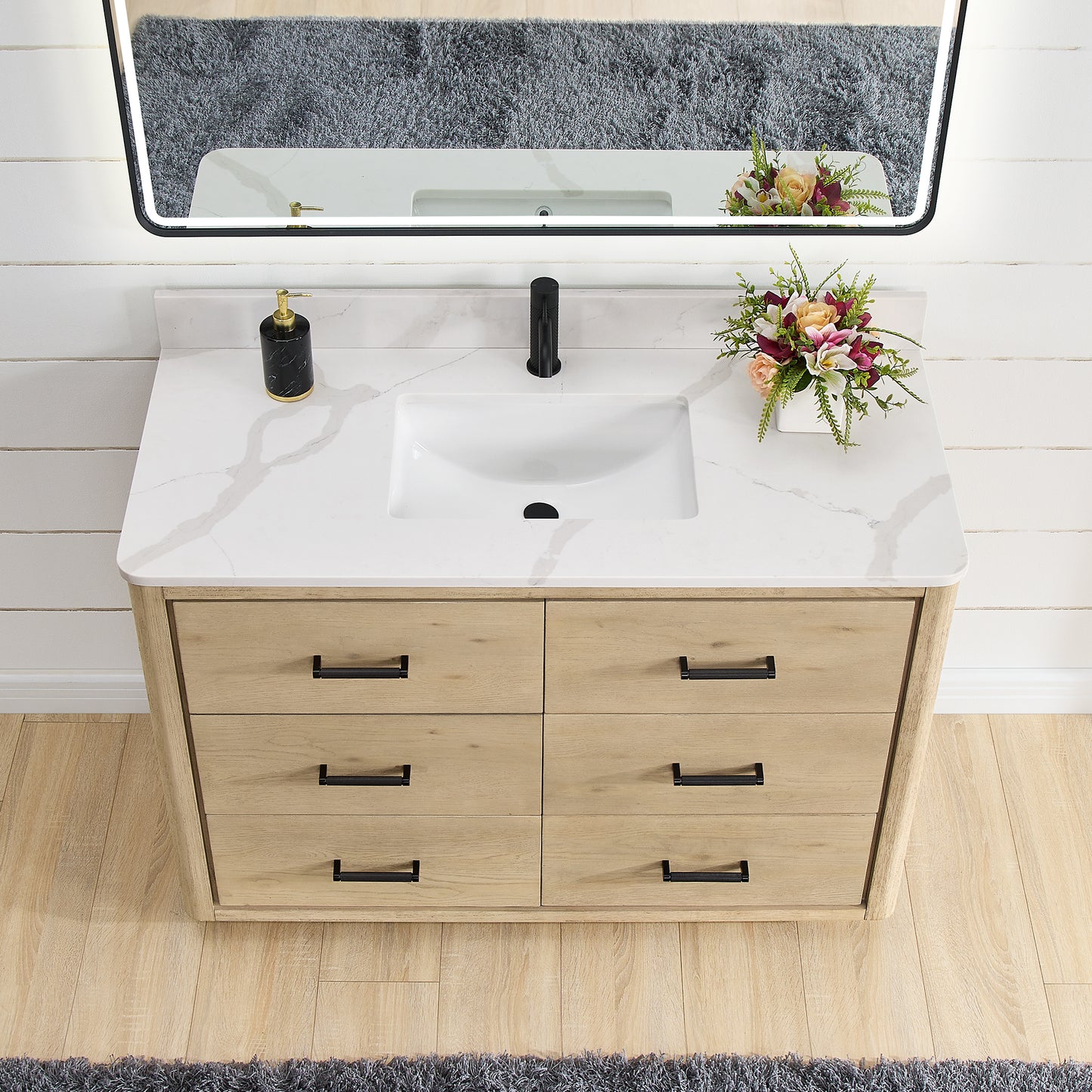 Porto 48" Free-standing Single Bath Vanity in Aged Natural Oak