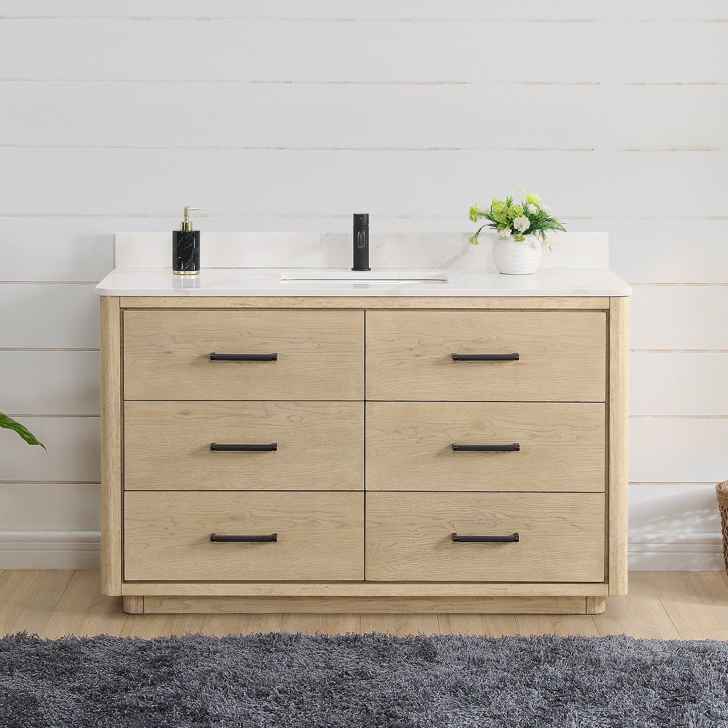 Porto 55" Free-standing Single Bath Vanity in Aged Natural Oak
