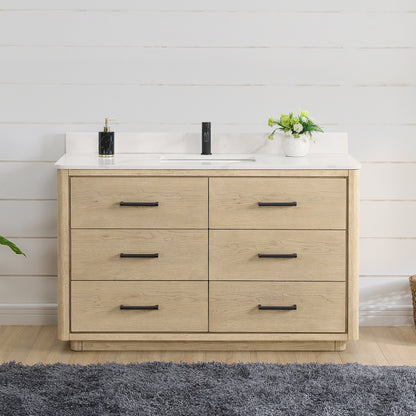 Porto 55" Free-standing Single Bath Vanity in Aged Natural Oak