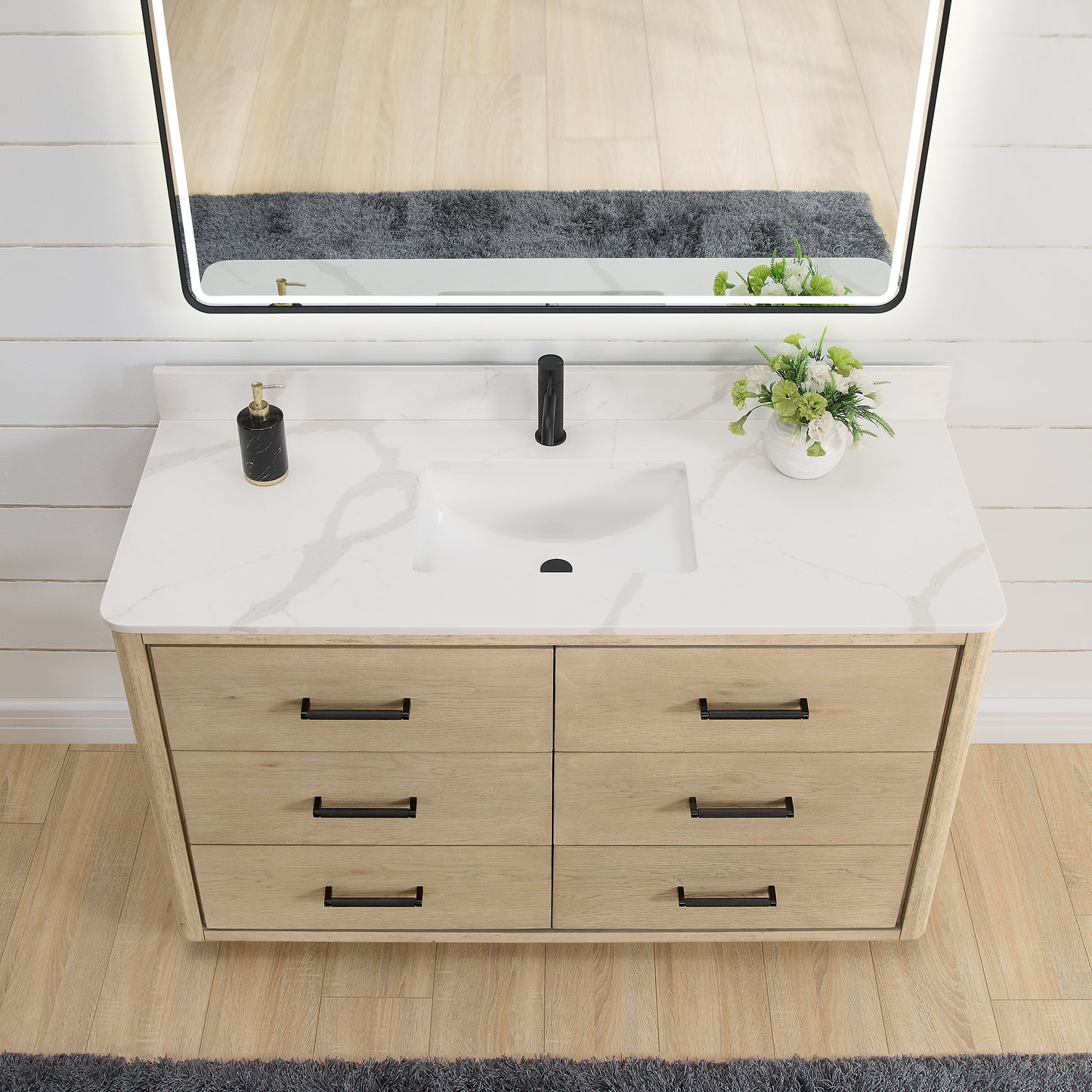 Porto 55" Free-standing Single Bath Vanity in Aged Natural Oak