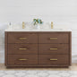 Porto 60M" Free-standing Double Bath Vanity in Aged Dark Brown Oak