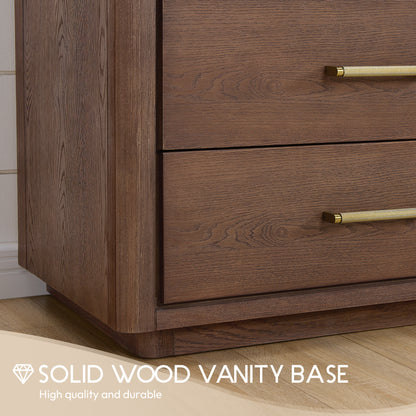 Porto 60M" Free-standing Double Bath Vanity in Aged Dark Brown Oak