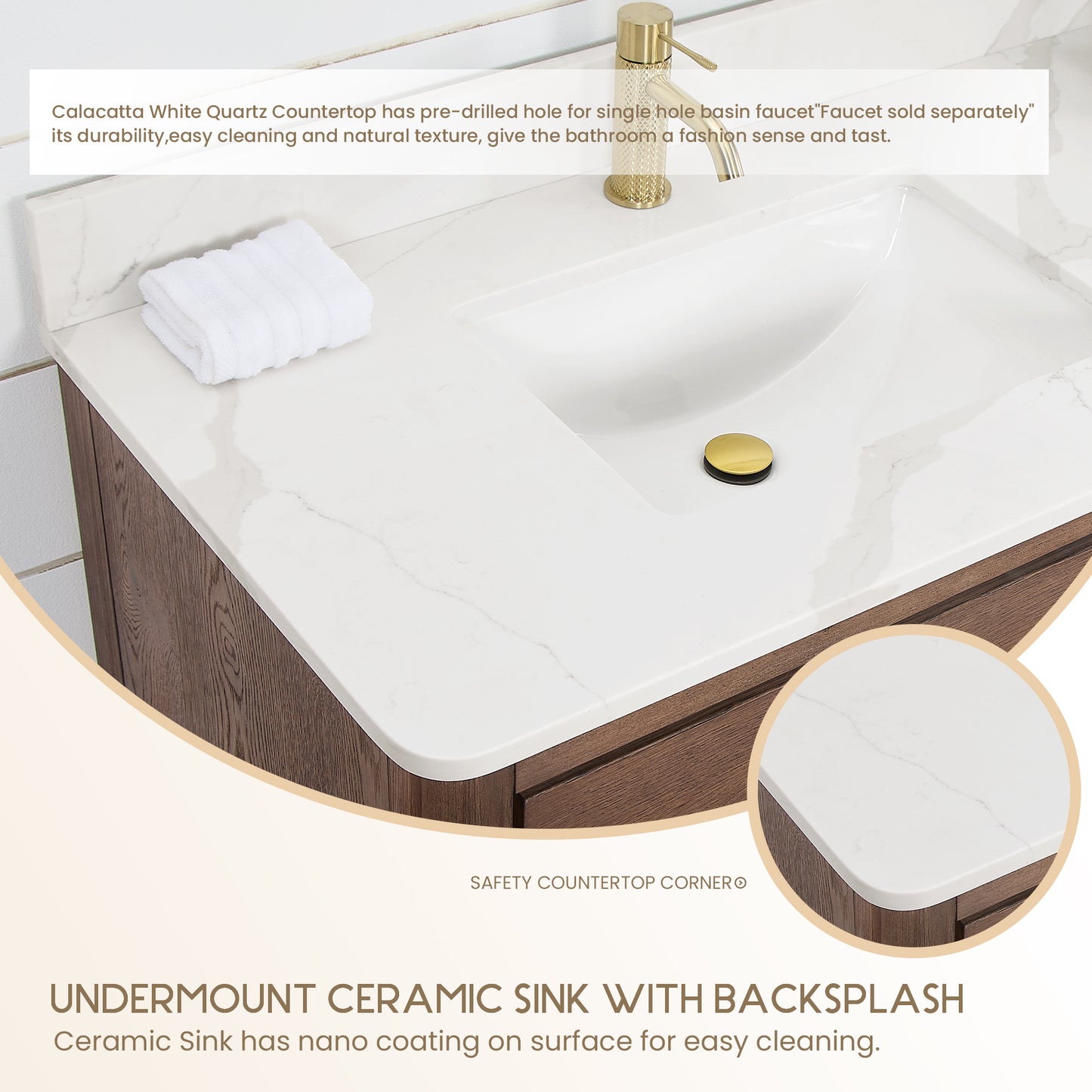 Porto 60M" Free-standing Double Bath Vanity in Aged Dark Brown Oak