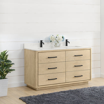 Porto 60M" Free-standing Double Bath Vanity in Aged Natural Oak