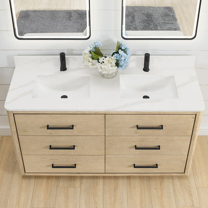 Porto 60M" Free-standing Double Bath Vanity in Aged Natural Oak