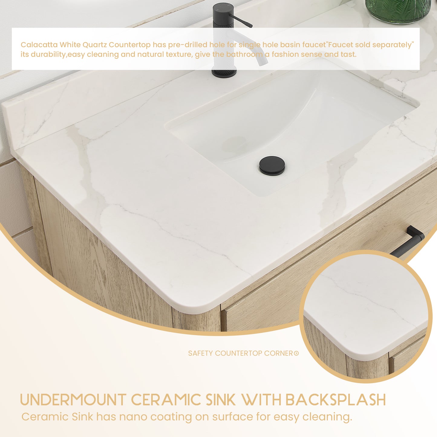 Porto 60M" Free-standing Double Bath Vanity in Aged Natural Oak