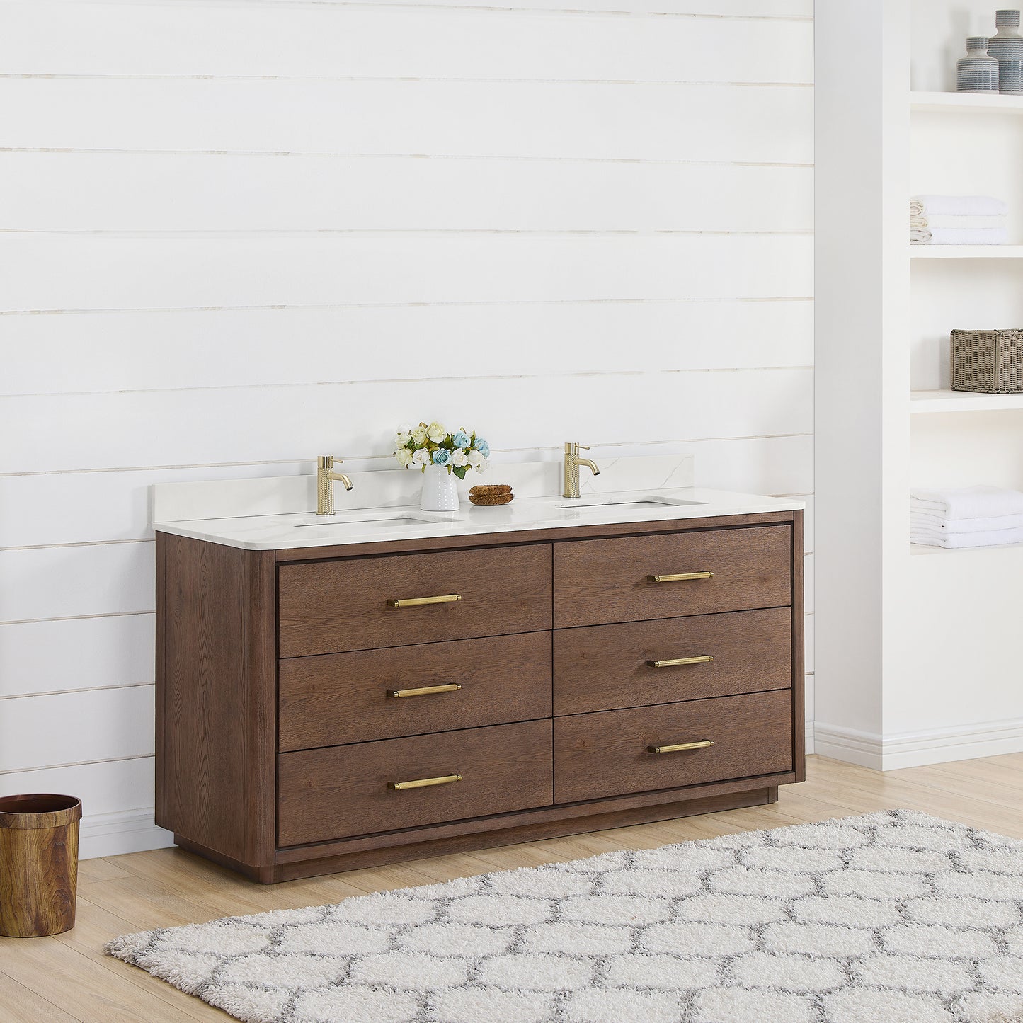 Porto 72" Free-standing Double Bath Vanity in Aged Dark Brown Oak