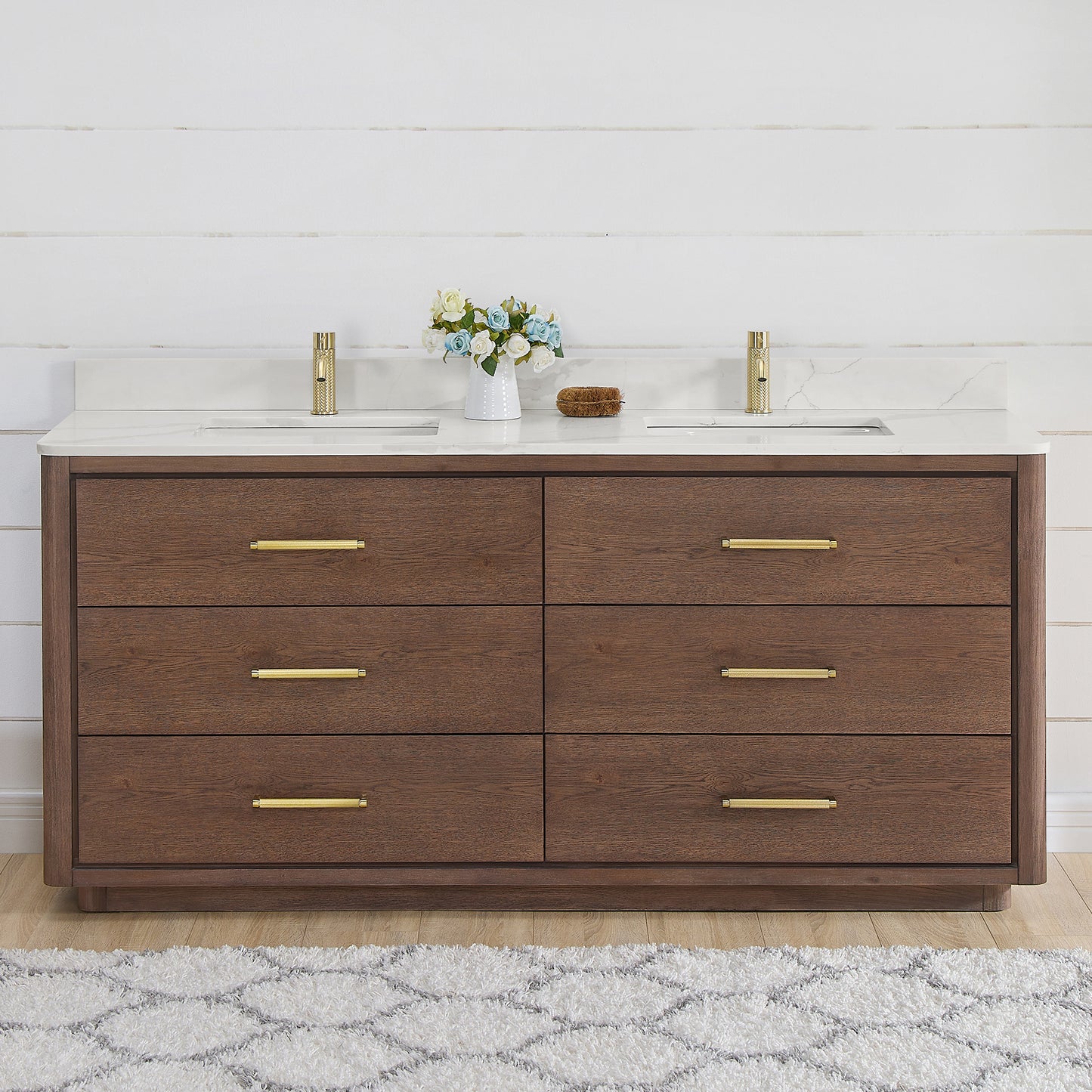 Porto 72" Free-standing Double Bath Vanity in Aged Dark Brown Oak