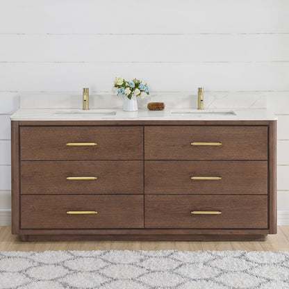 Porto 72" Free-standing Double Bath Vanity in Aged Dark Brown Oak