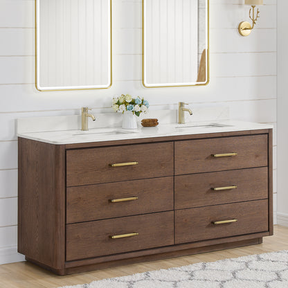 Porto 72" Free-standing Double Bath Vanity in Aged Dark Brown Oak