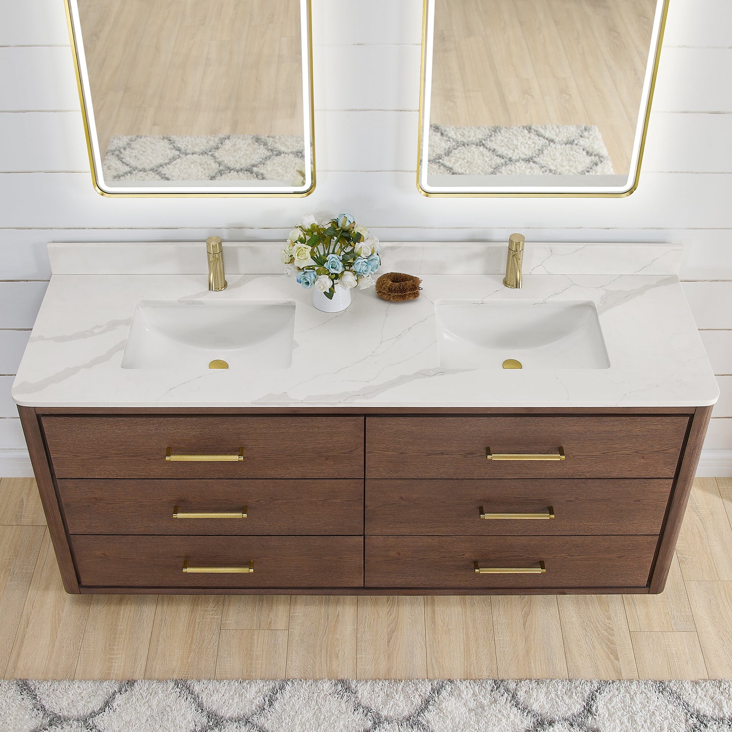 Porto 72" Free-standing Double Bath Vanity in Aged Dark Brown Oak
