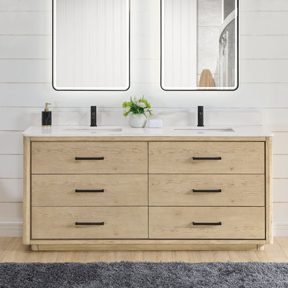 Porto 72" Free-standing Double Bath Vanity in Aged Natural Oak