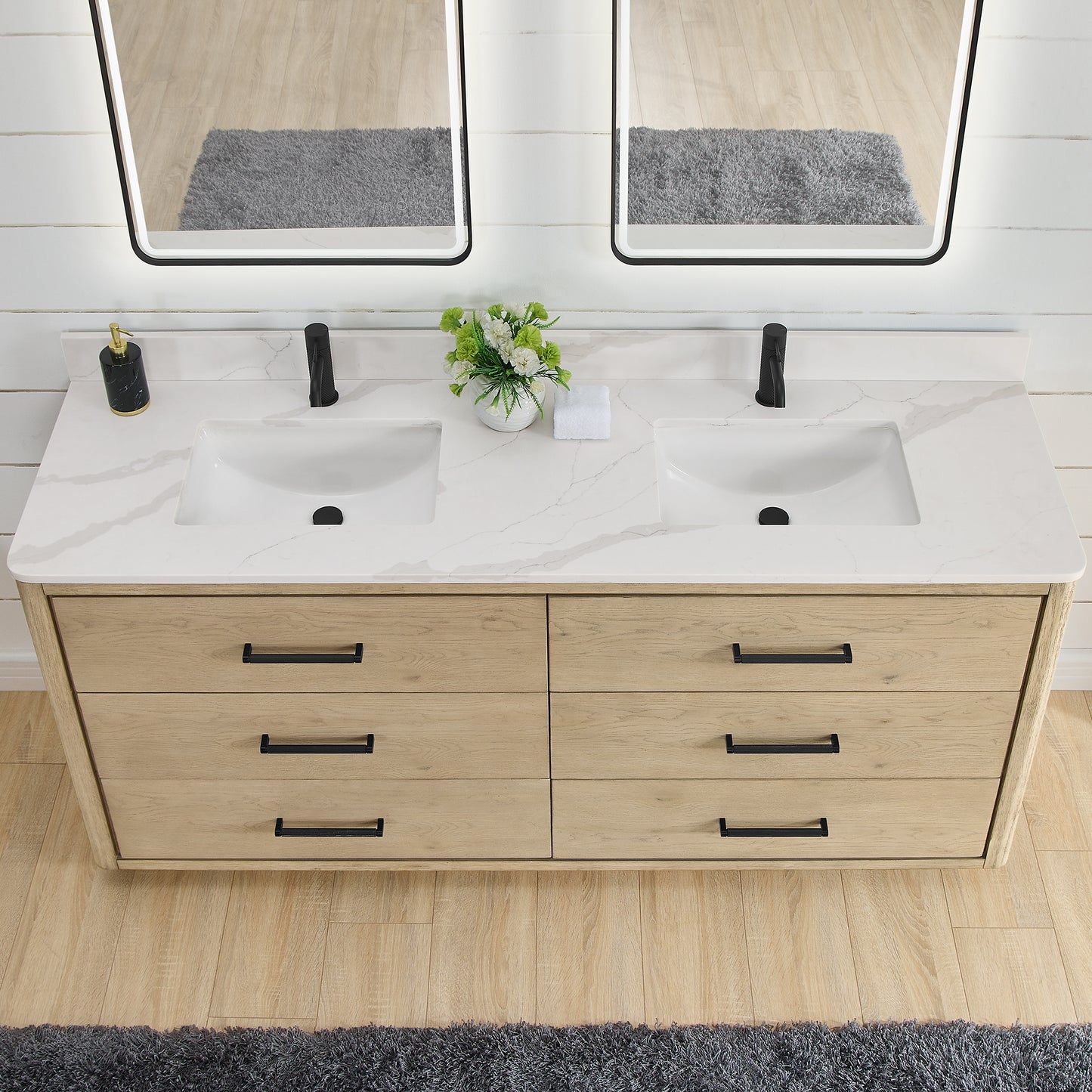 Porto 72" Free-standing Double Bath Vanity in Aged Natural Oak