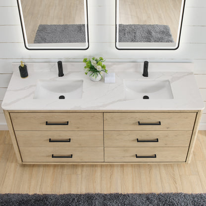 Porto 72" Free-standing Double Bath Vanity in Aged Natural Oak