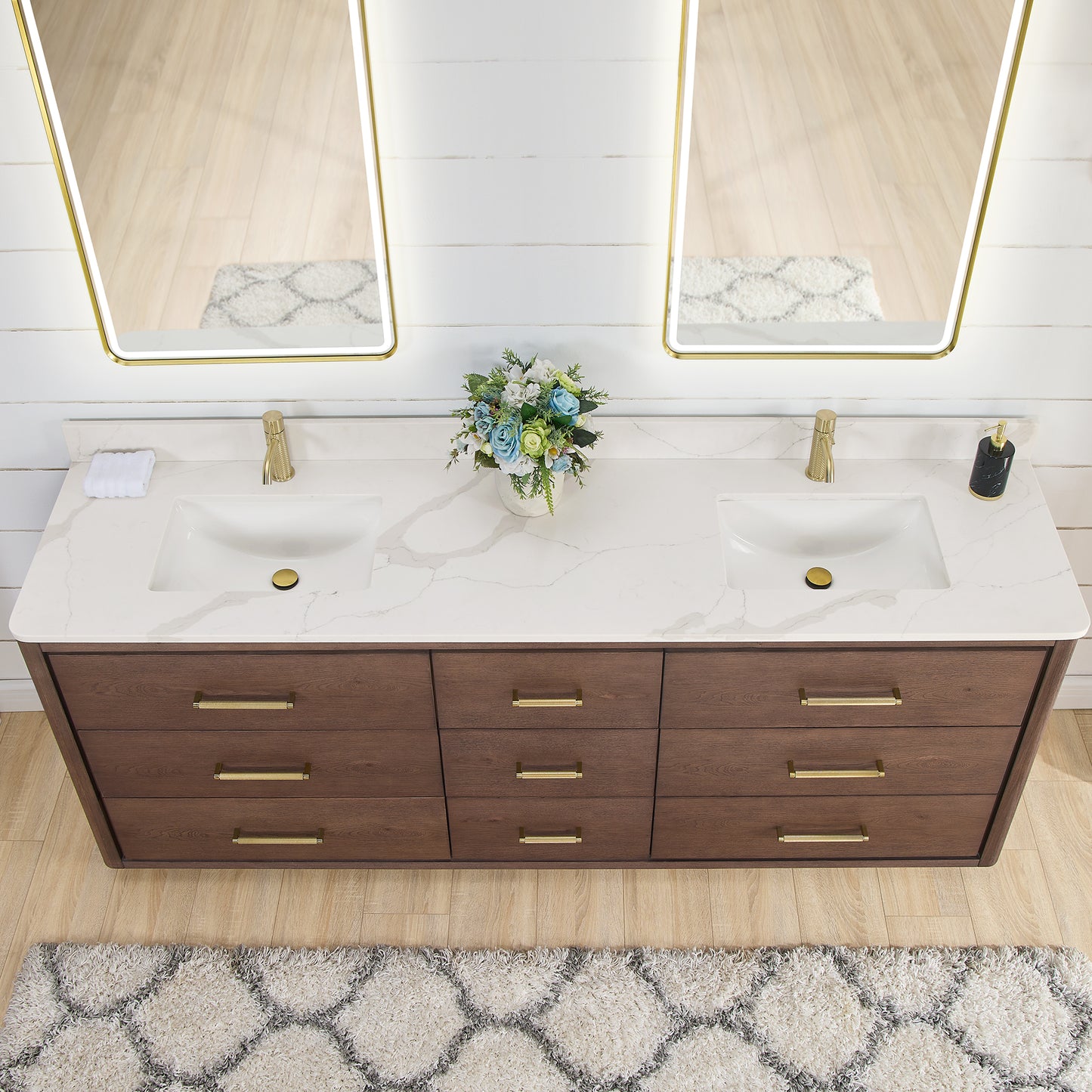 Porto 84" Free-standing Double Bath Vanity in Aged Dark Brown Oak