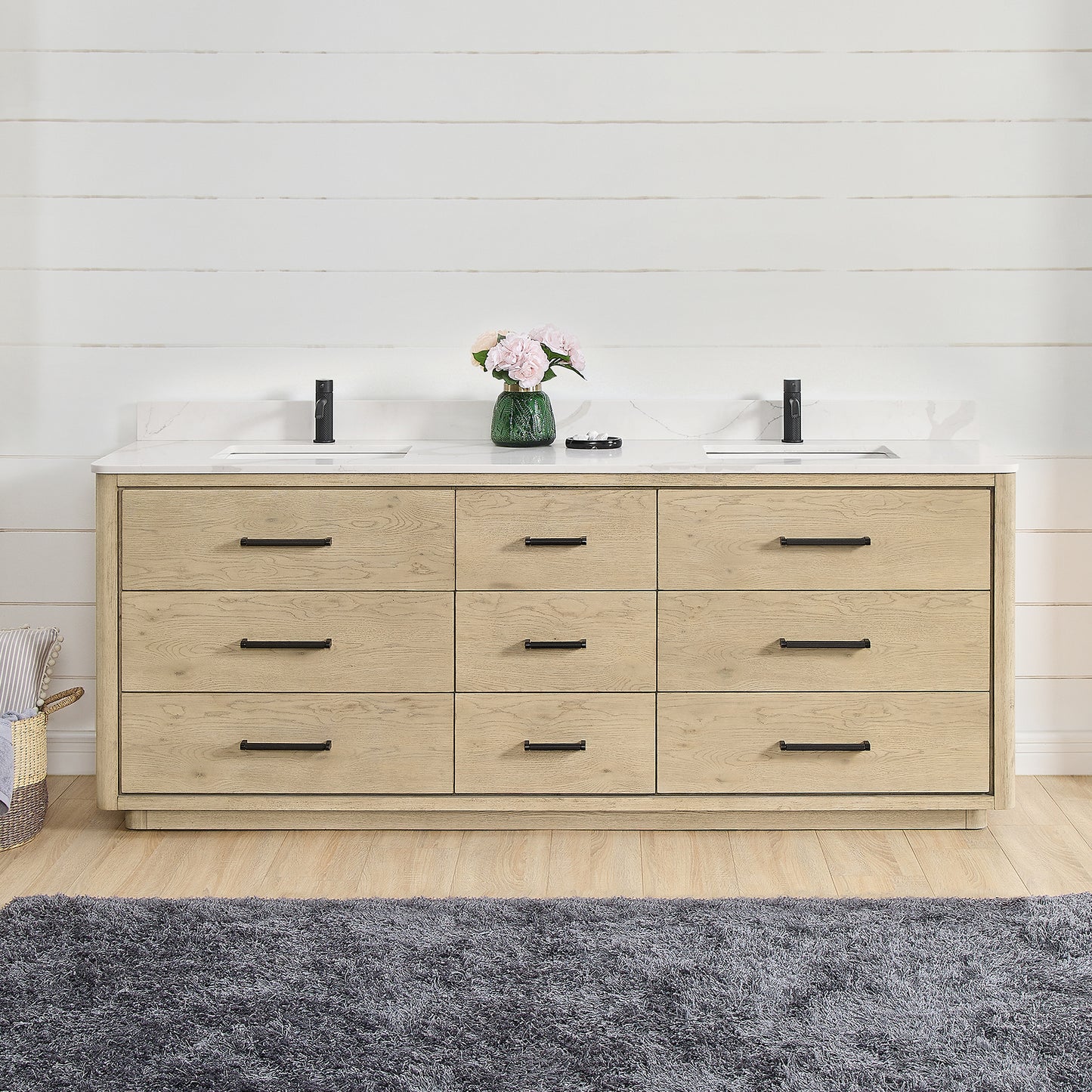Porto 84" Free-standing Double Bath Vanity in Aged Natural Oak