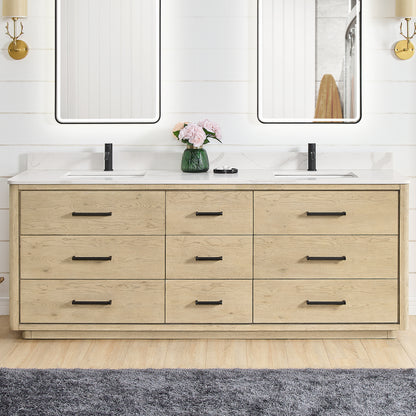 Porto 84" Free-standing Double Bath Vanity in Aged Natural Oak