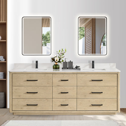 Porto 84" Free-standing Double Bath Vanity in Aged Natural Oak