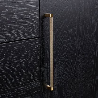 Gara 30" Free-standing Single Bath Vanity in Fir Wood Black with White Grain Composite Stone Top