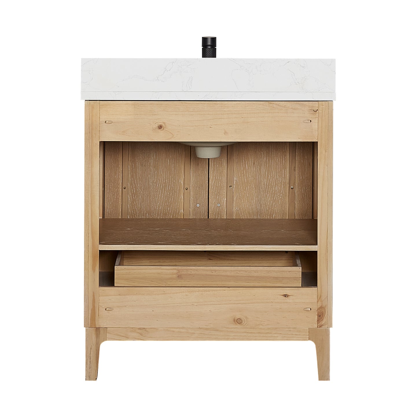 Gara 30" Free-standing Single Bath Vanity in Washed Ash Grey with White Grain Composite Stone Top