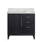 Gara 36" Free-standing Single Bath Vanity in Fir Wood Black with White Grain Composite Stone Top