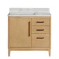 Gara 36" Free-standing Single Bath Vanity in Washed Ash Grey with White Grain Composite Stone Top