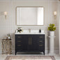 Gara 48" Free-standing Single Bath Vanity in Fir Wood Black with White Grain Composite Stone Top
