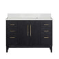 Gara 48" Free-standing Single Bath Vanity in Fir Wood Black with White Grain Composite Stone Top