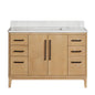 Gara 48" Free-standing Single Bath Vanity in Washed Ash Grey with White Grain Composite Stone Top