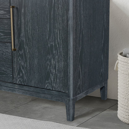 Gara 48" Free-standing Single Bath Vanity in Washed Blue with White Grain Composite Stone Top