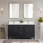Gara 60M" Free-standing Double Bath Vanity in Fir Wood Black with White Grain Composite Stone Top