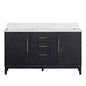 Gara 60M" Free-standing Double Bath Vanity in Fir Wood Black with White Grain Composite Stone Top