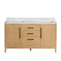 Gara 60M" Free-standing Double Bath Vanity in Washed Ash Grey with White Grain Composite Stone Top