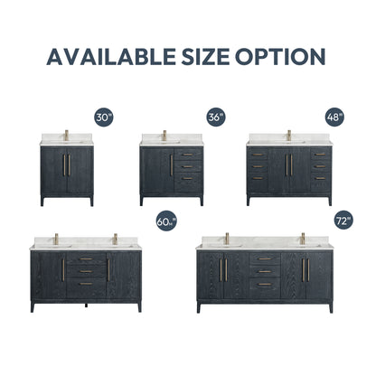 Gara 60M" Free-standing Double Bath Vanity in Washed Blue with White Grain Composite Stone Top