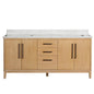 Gara 72" Free-standing Double Bath Vanity in Washed Ash Grey with White Grain Composite Stone Top