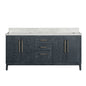 Gara 72" Free-standing Double Bath Vanity in Washed Blue with White Grain Composite Stone Top