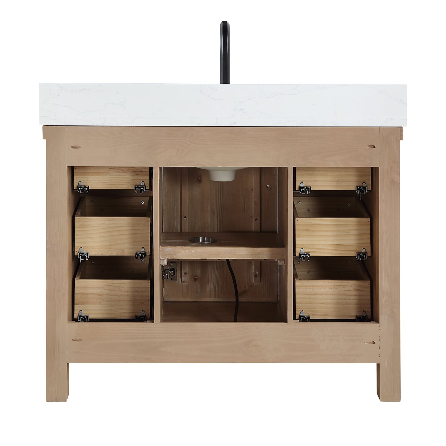 Javier 42" Free-standing Single Bath Vanity in Spruce Antique Brown with White Grain Composite Stone Top