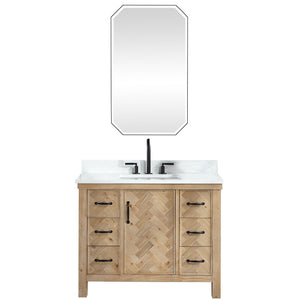 Javier 42" Free-standing Single Bath Vanity in Spruce Antique Brown with White Grain Composite Stone Top
