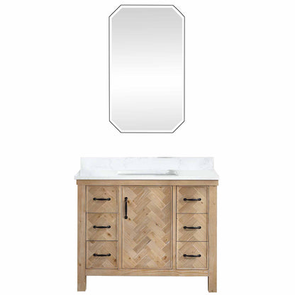 Javier 42" Free-standing Single Bath Vanity in Spruce Antique Brown with White Grain Composite Stone Top