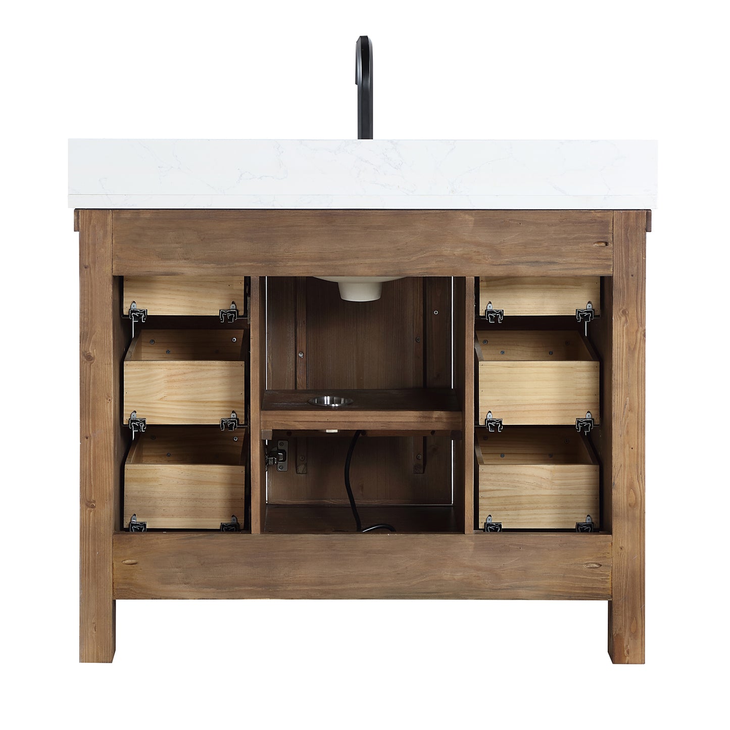 Javier 42" Free-standing Single Bath Vanity in Spruce Antique Gray with White Grain Composite Stone Top