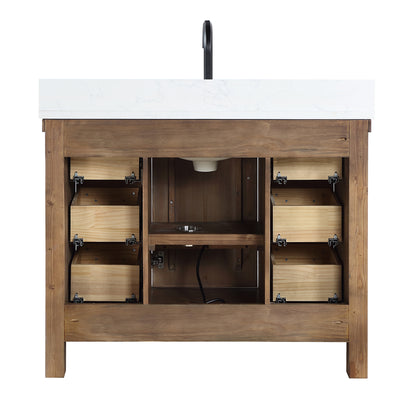 Javier 42" Free-standing Single Bath Vanity in Spruce Antique Gray with White Grain Composite Stone Top