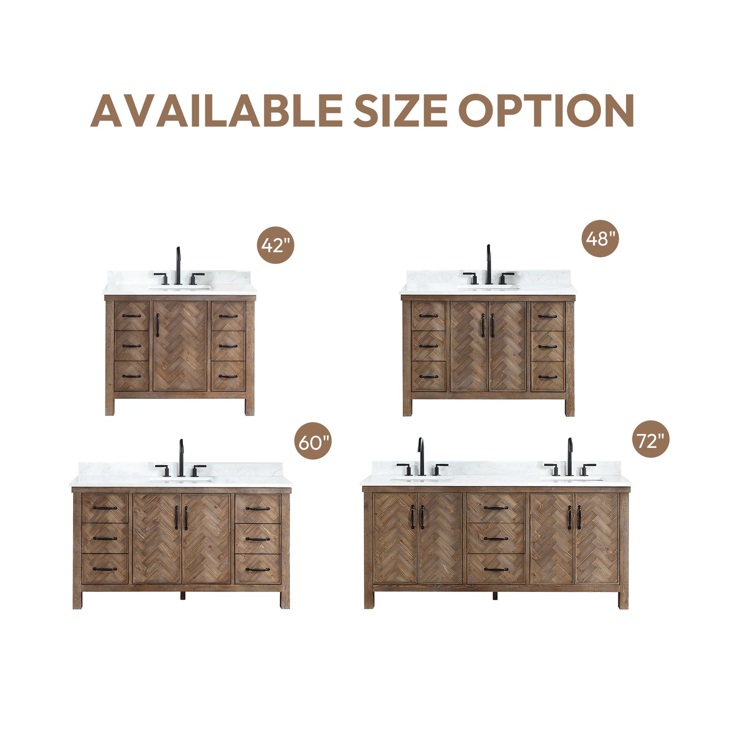 Javier 42" Free-standing Single Bath Vanity in Spruce Antique Gray with White Grain Composite Stone Top