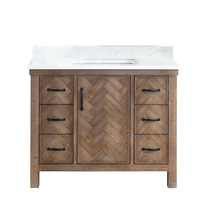 Javier 42" Free-standing Single Bath Vanity in Spruce Antique Gray with White Grain Composite Stone Top