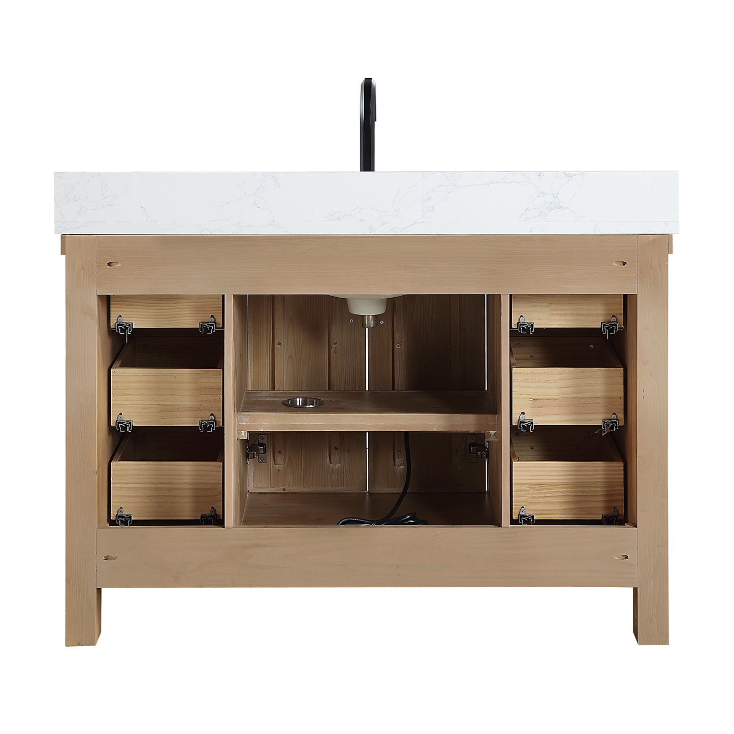 Javier 48" Free-standing Single Bath Vanity in Spruce Antique Brown with White Grain Composite Stone Top