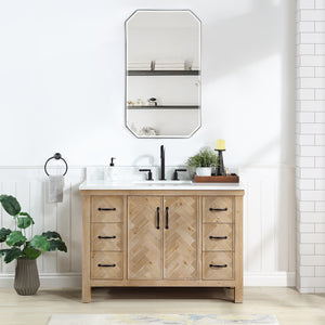Open image in slideshow, Javier 48&quot; Free-standing Single Bath Vanity in Spruce Antique Brown with White Grain Composite Stone Top

