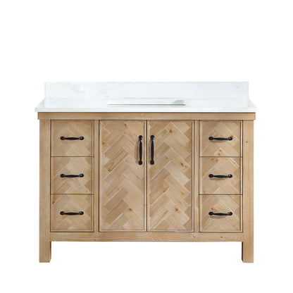 Javier 48" Free-standing Single Bath Vanity in Spruce Antique Brown with White Grain Composite Stone Top