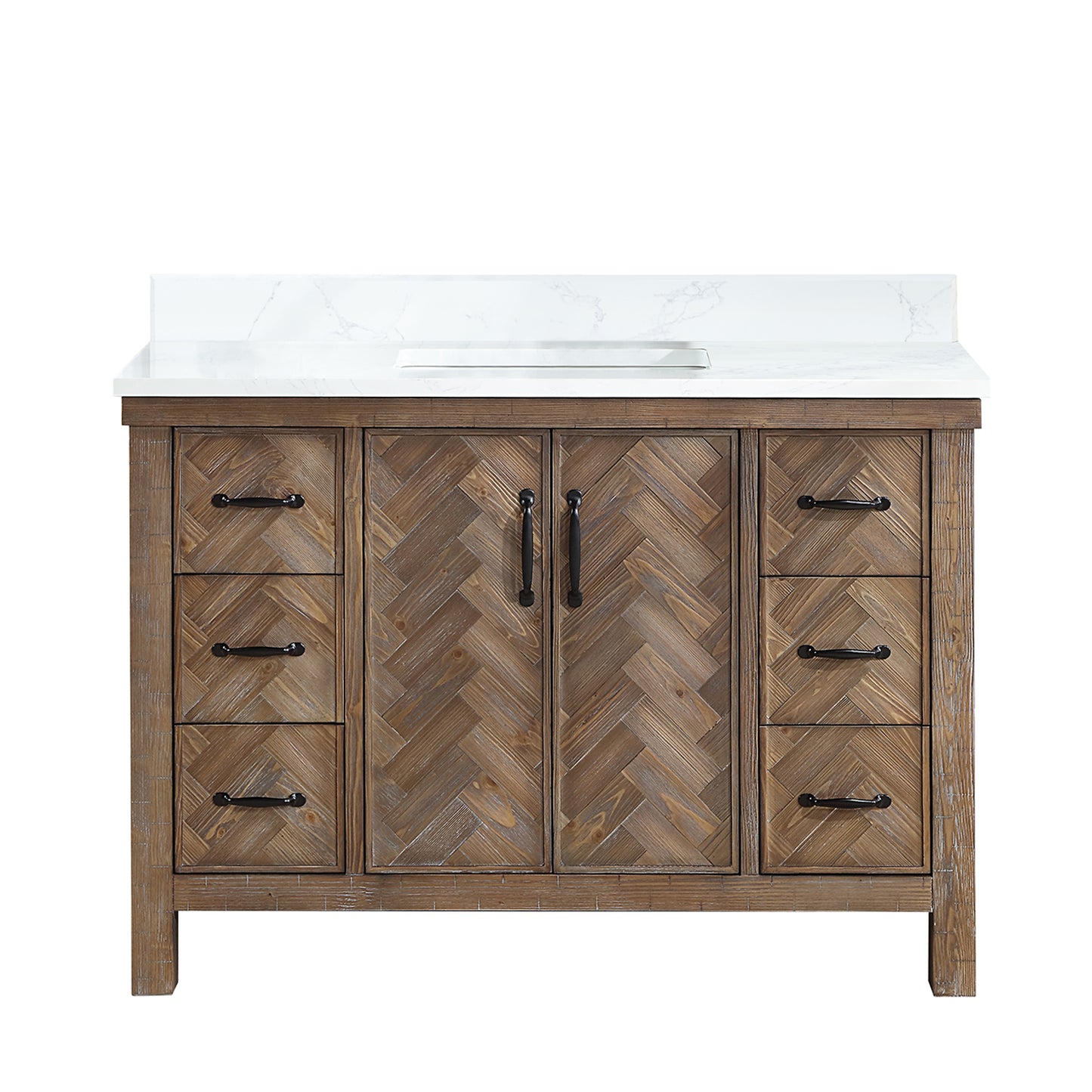 Javier 48" Free-standing Single Bath Vanity in Spruce Antique Gray with White Grain Composite Stone Top